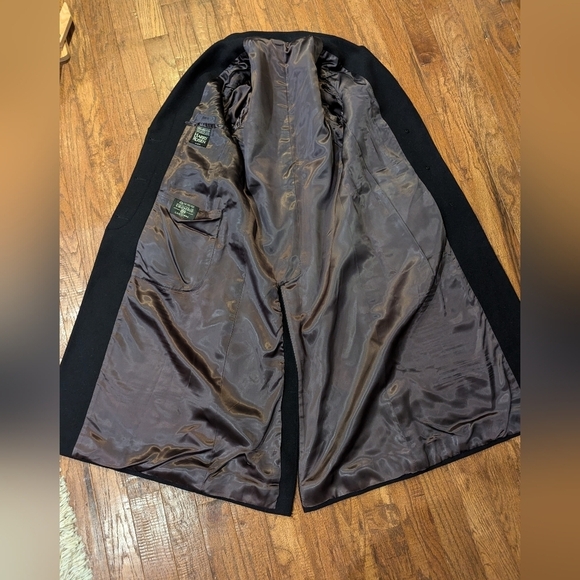 Harry Rosen Crombie Scotland pure virgin wool trench coat black/blue weave Sz M - Picture 13 of 17